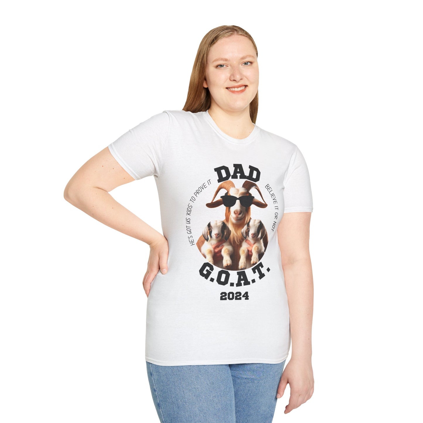Dad is GOAT - Unisex Softstyle T-Shirt, Gift Idea for Father's Day