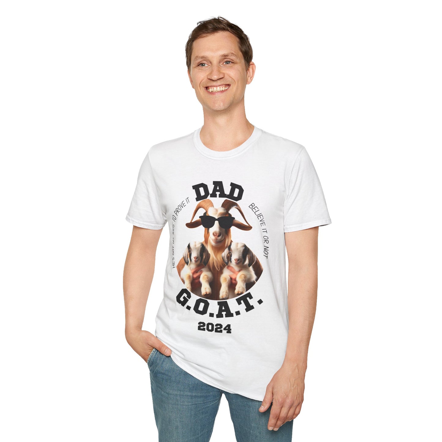 Dad is GOAT - Unisex Softstyle T-Shirt, Gift Idea for Father's Day