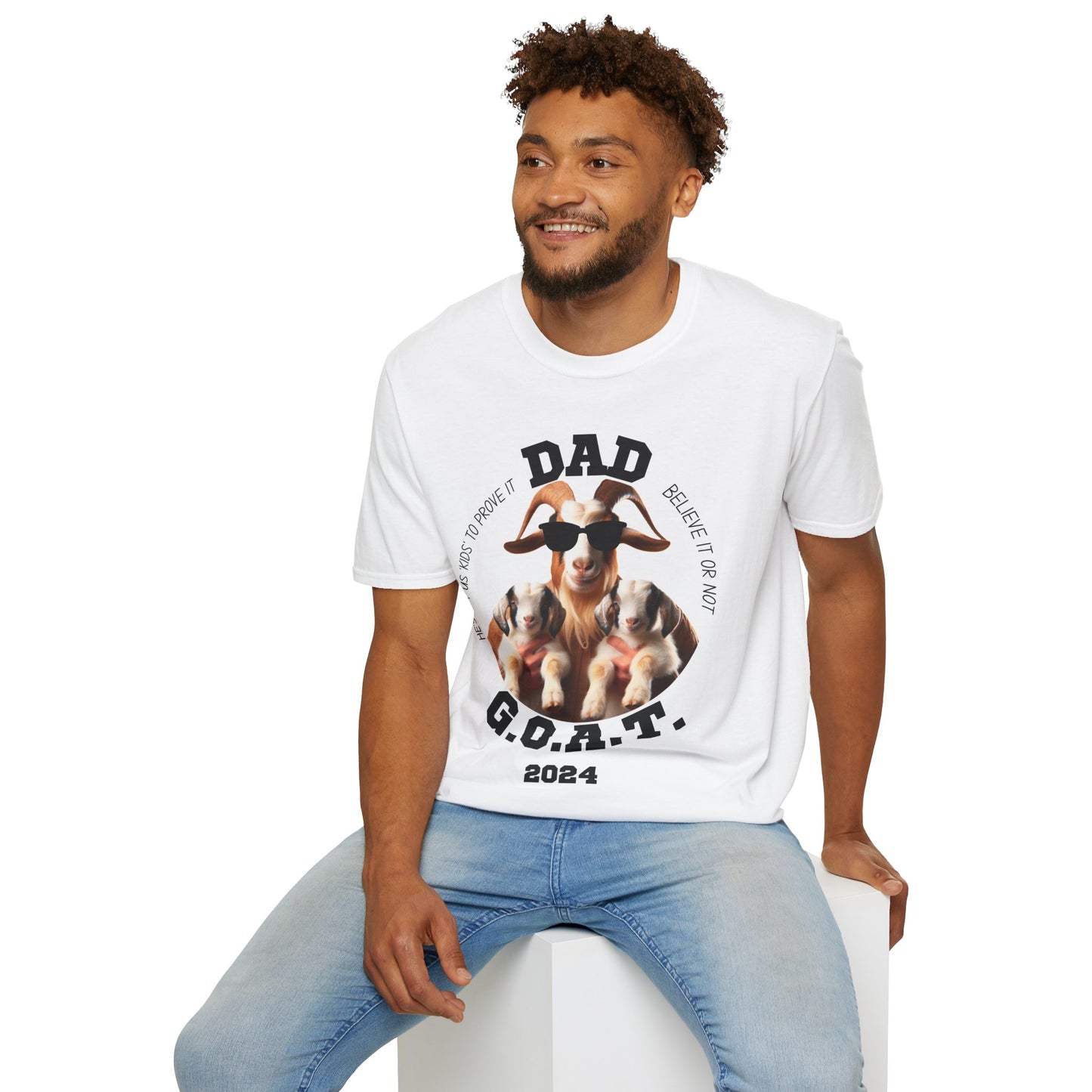 Dad is GOAT - Unisex Softstyle T-Shirt, Gift Idea for Father's Day