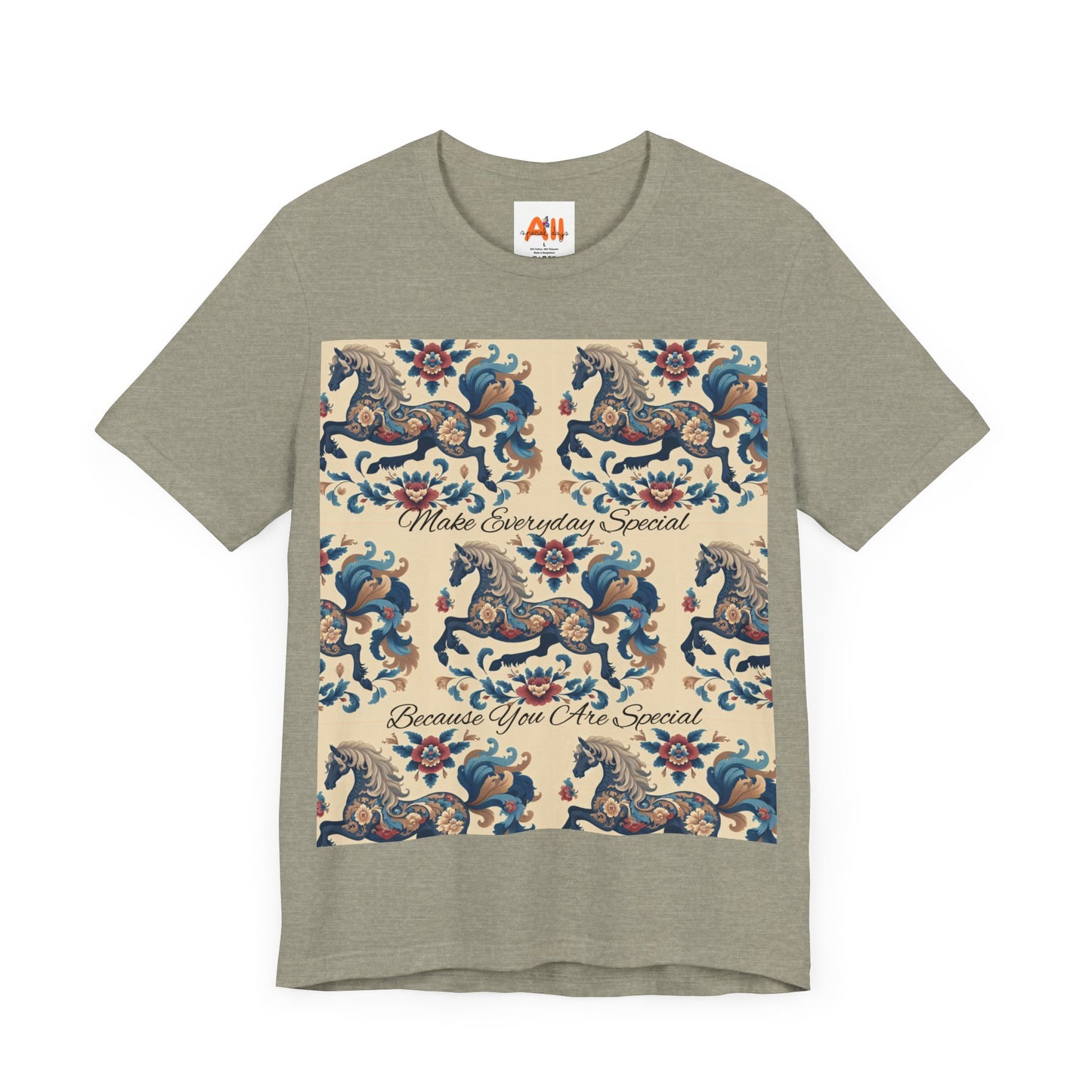 Floral Horses, Unisex Jersey Short Sleeve Tee, Unique Design for Unique Character