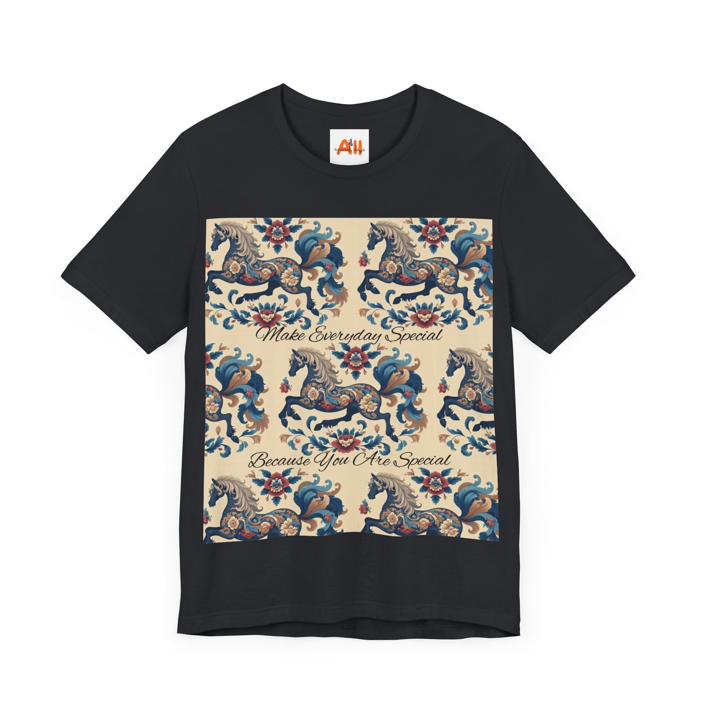 Floral Horses, Unisex Jersey Short Sleeve Tee, Unique Design for Unique Character