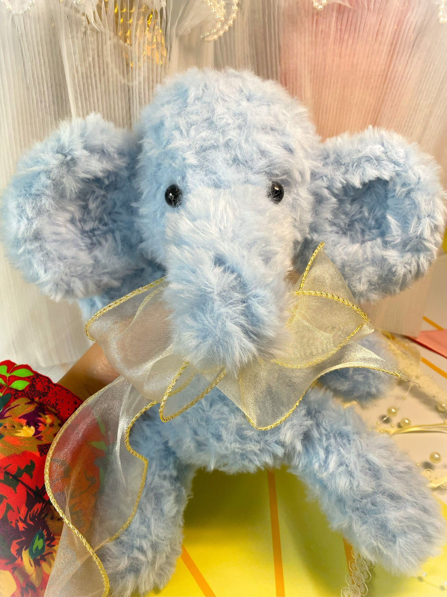 Fluffy Baby Blue Elephant | Handmade Crochet Soft Toy