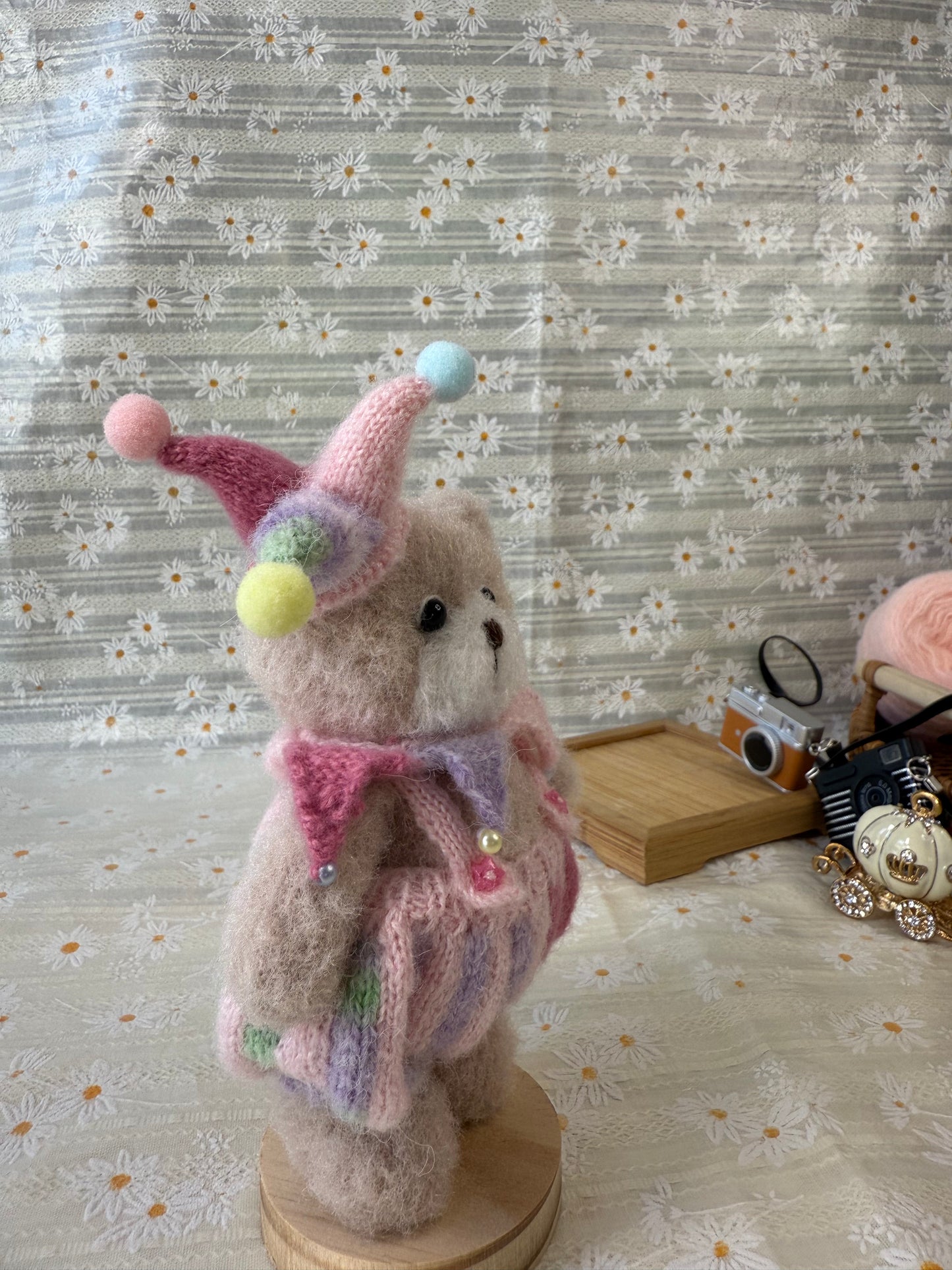 Handmade Crochet Teddy Bear – Oliver the Jester Bear | Soft Collectible Plush Gift