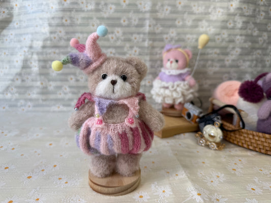 Handmade Crochet Teddy Bear – Oliver the Jester Bear | Soft Collectible Plush Gift
