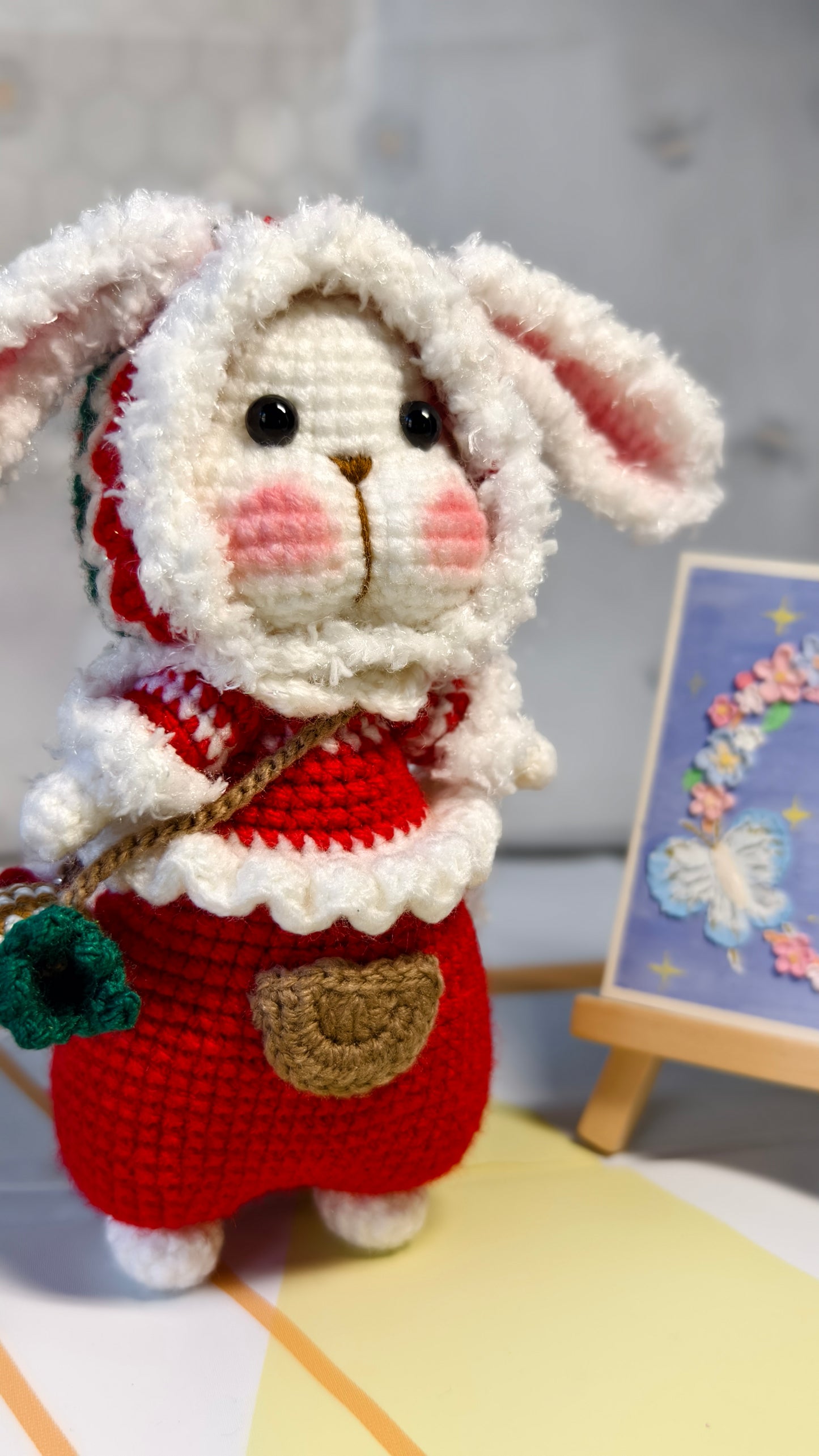 Flopsy the Christmas Bunny โ Handmade Crochet Bunny with Candy Bag | Christmas Gift