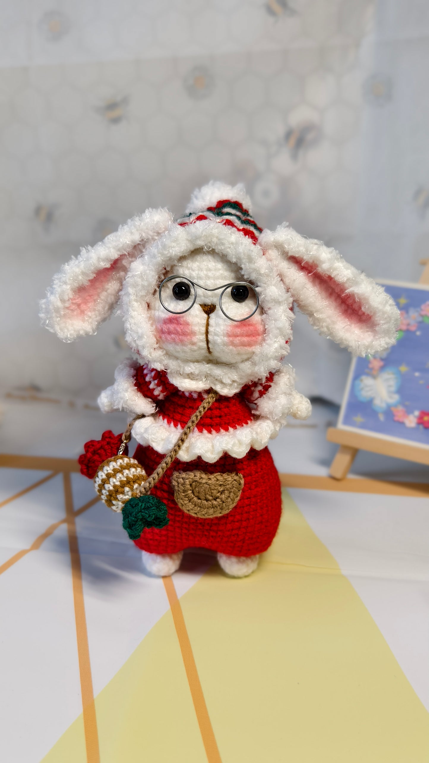 Flopsy the Christmas Bunny โ Handmade Crochet Bunny with Candy Bag | Christmas Gift