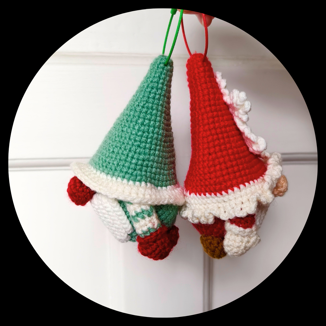 Handmade Crochet Christmas Toy - Set of Two - The Jolly Gnome Bros | Christmas Decor | Holiday Ornament
