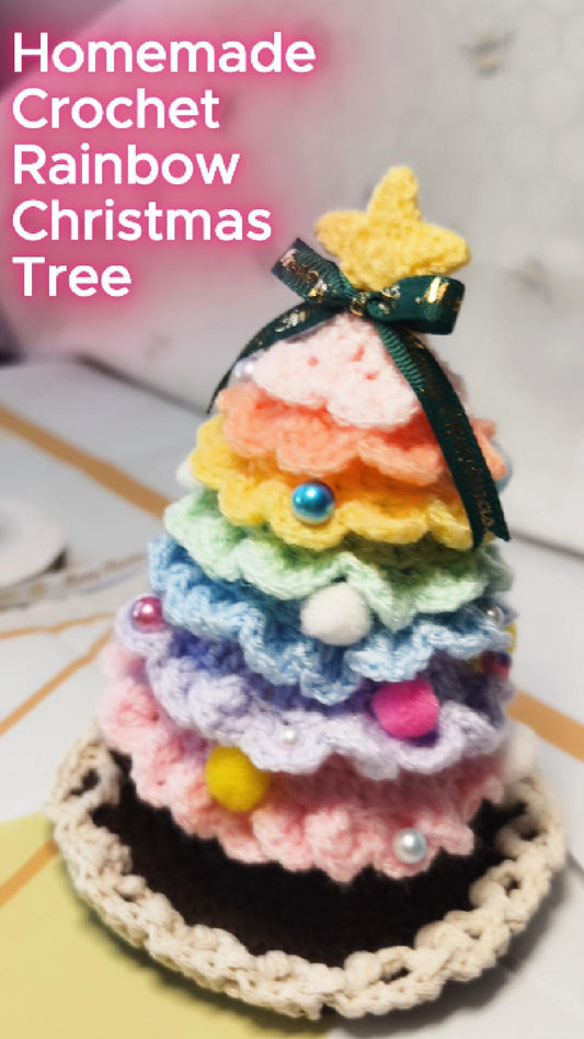 Homemade Crochet Rainbow Christmas Tree | Colorful Holiday Decor | Christmas Decor