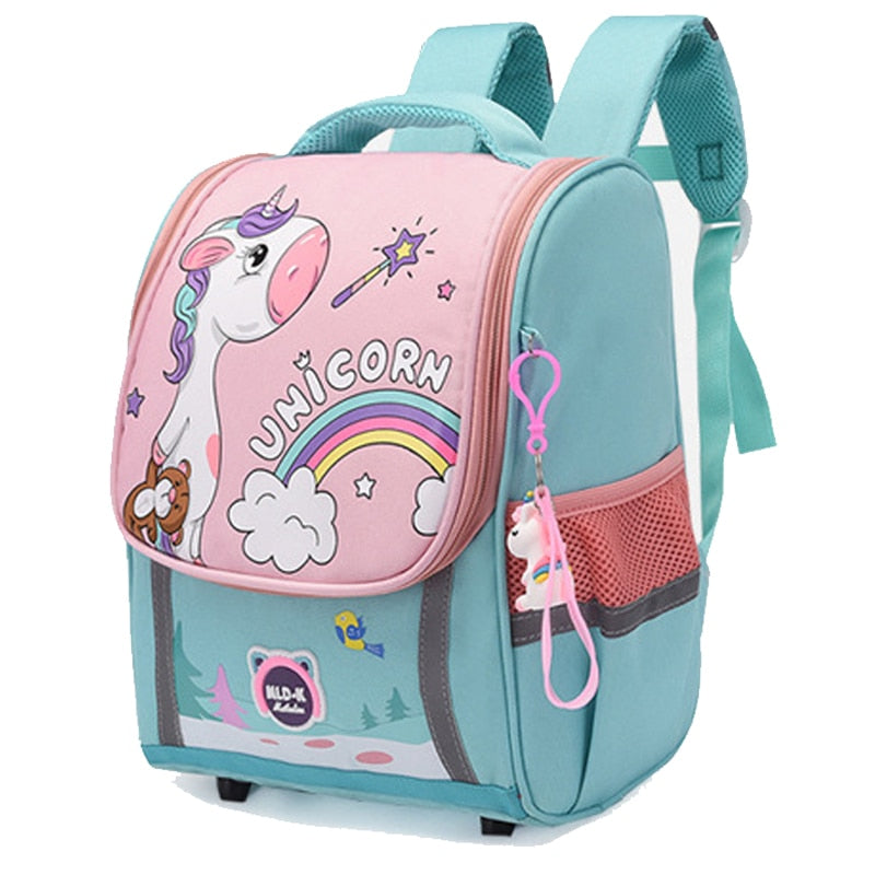 Pink-Turquoise Unicorn Rainbow Kids School Bag