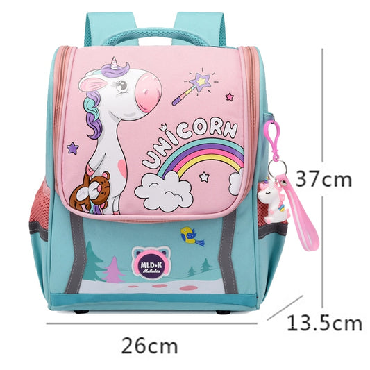 Pink-Turquoise Unicorn Rainbow Kids School Bag