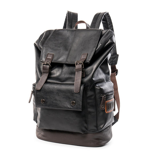 Black PU Leather Large Backpack