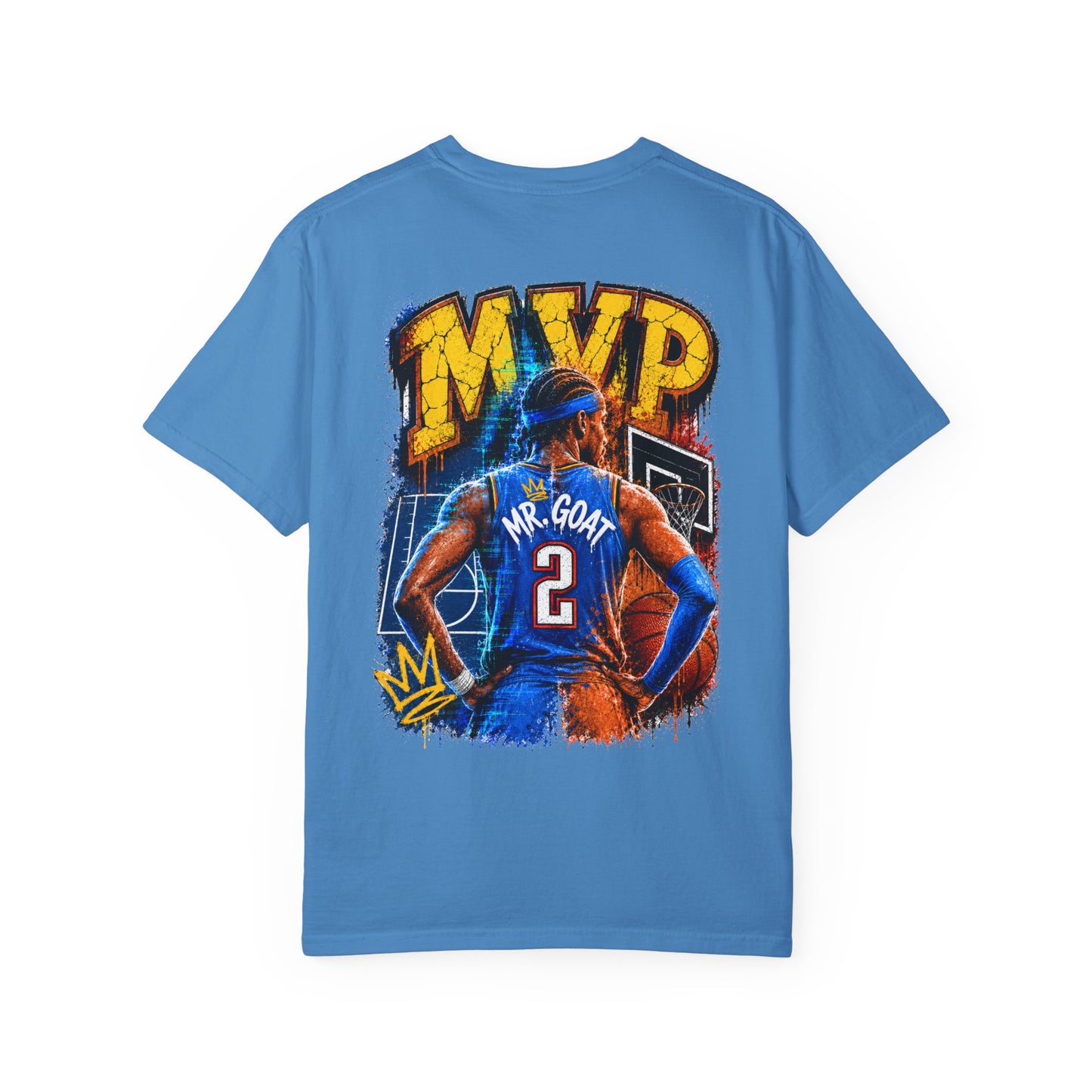Vintage Basketball MVP Graphic Tee | Mr. GOAT 90s Streetwear T-Shirt | Retro Hoops Urban Apparel | Front and Back Print