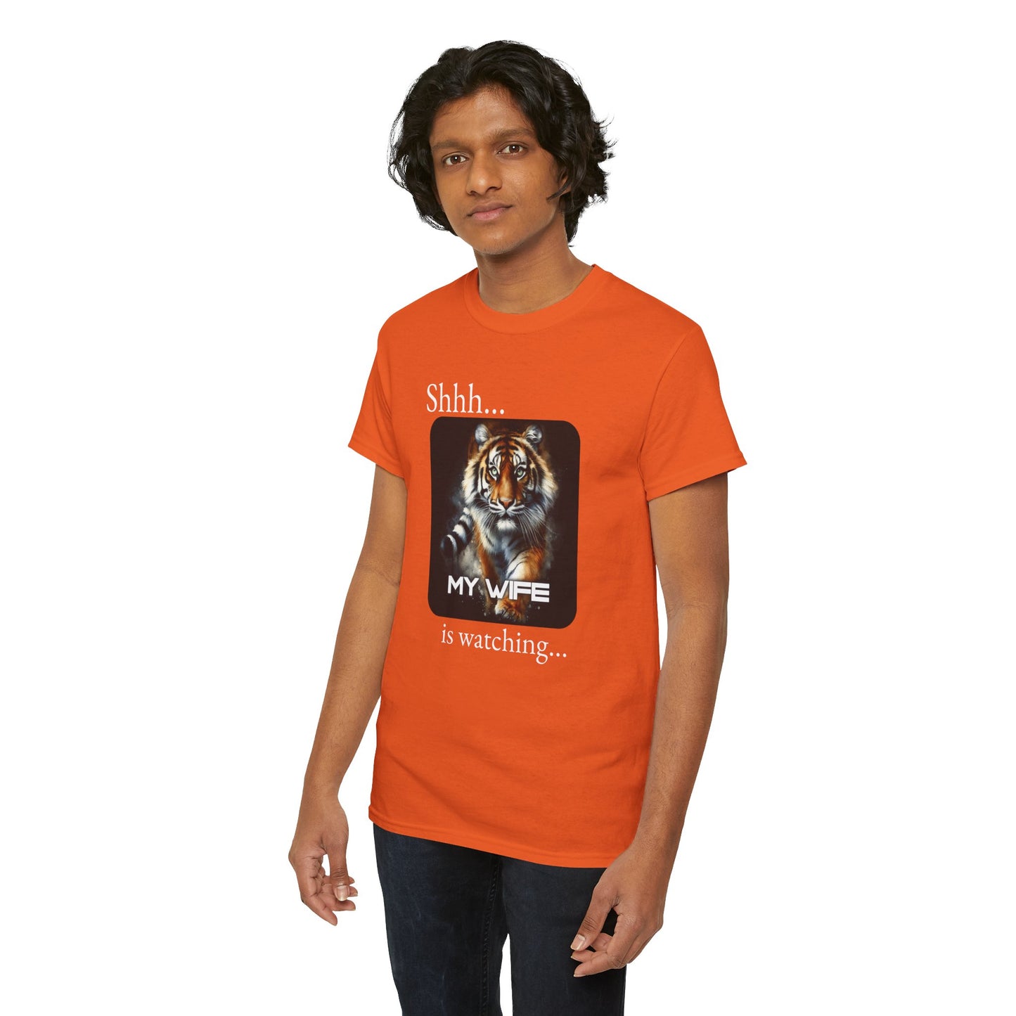 Shhh... My Wife is Watching - Tiger Tee, perfect gift for Father's day, birthday, or just wear casually.