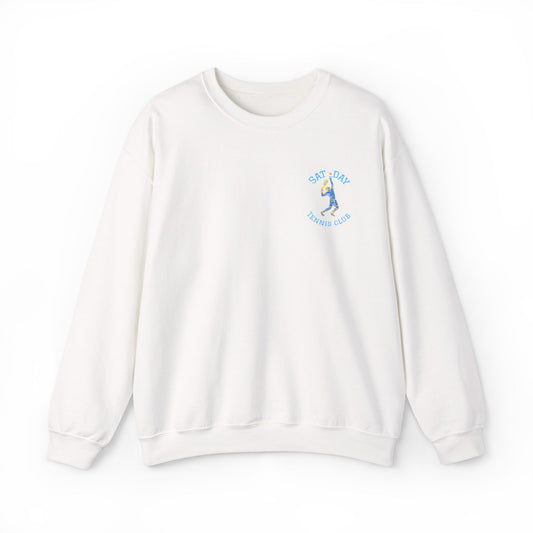 Men's Embroidered Vintage Tennis Sweatshirt | Retro Saturday Tennis Crewneck