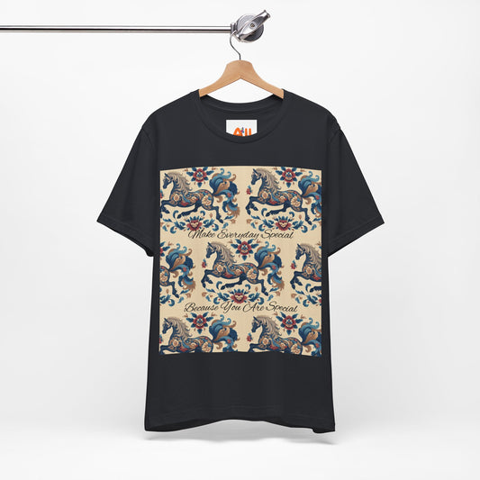 Floral Horses, Unisex Jersey Short Sleeve Tee, Unique Design for Unique Character