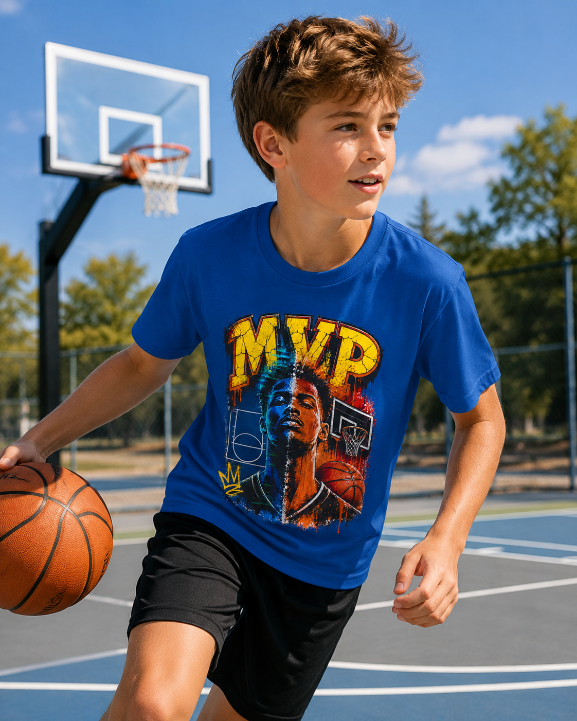 Urban Street Basketball MVP Graphic Tee | Retro Hoops Streetwear T-Shirt