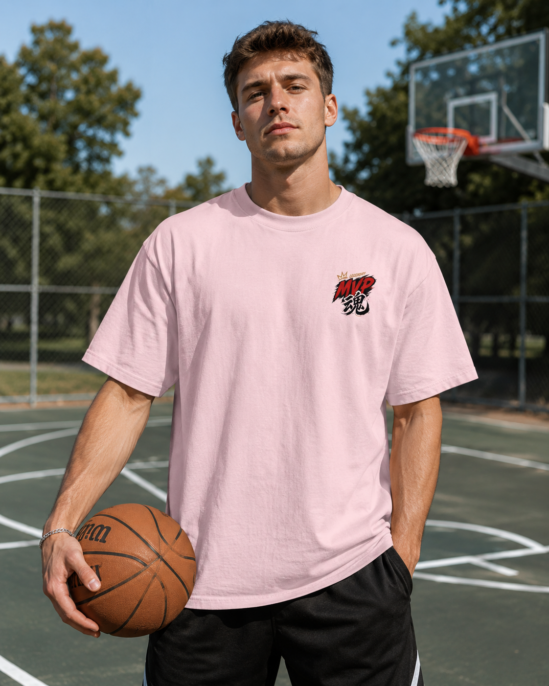 Vintage Basketball MVP Graphic Tee | Mr. GOAT 90s Streetwear T-Shirt | Retro Hoops Urban Apparel | Front and Back Print