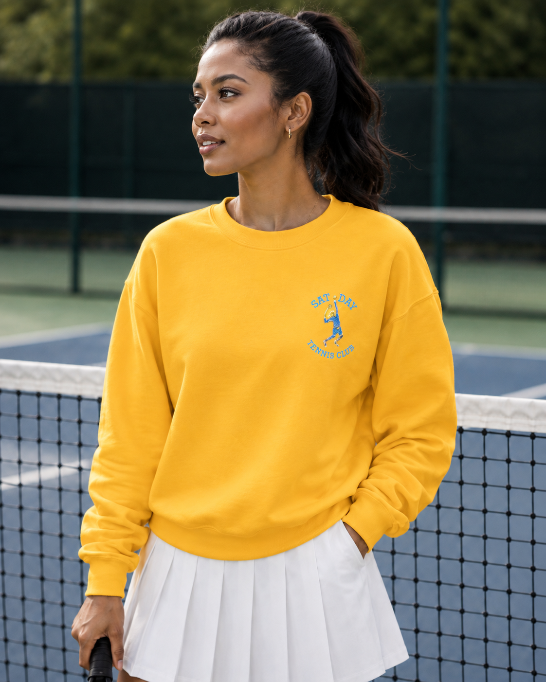 Women's Embroidered Vintage Tennis Sweatshirt | Retro Club Pullover
