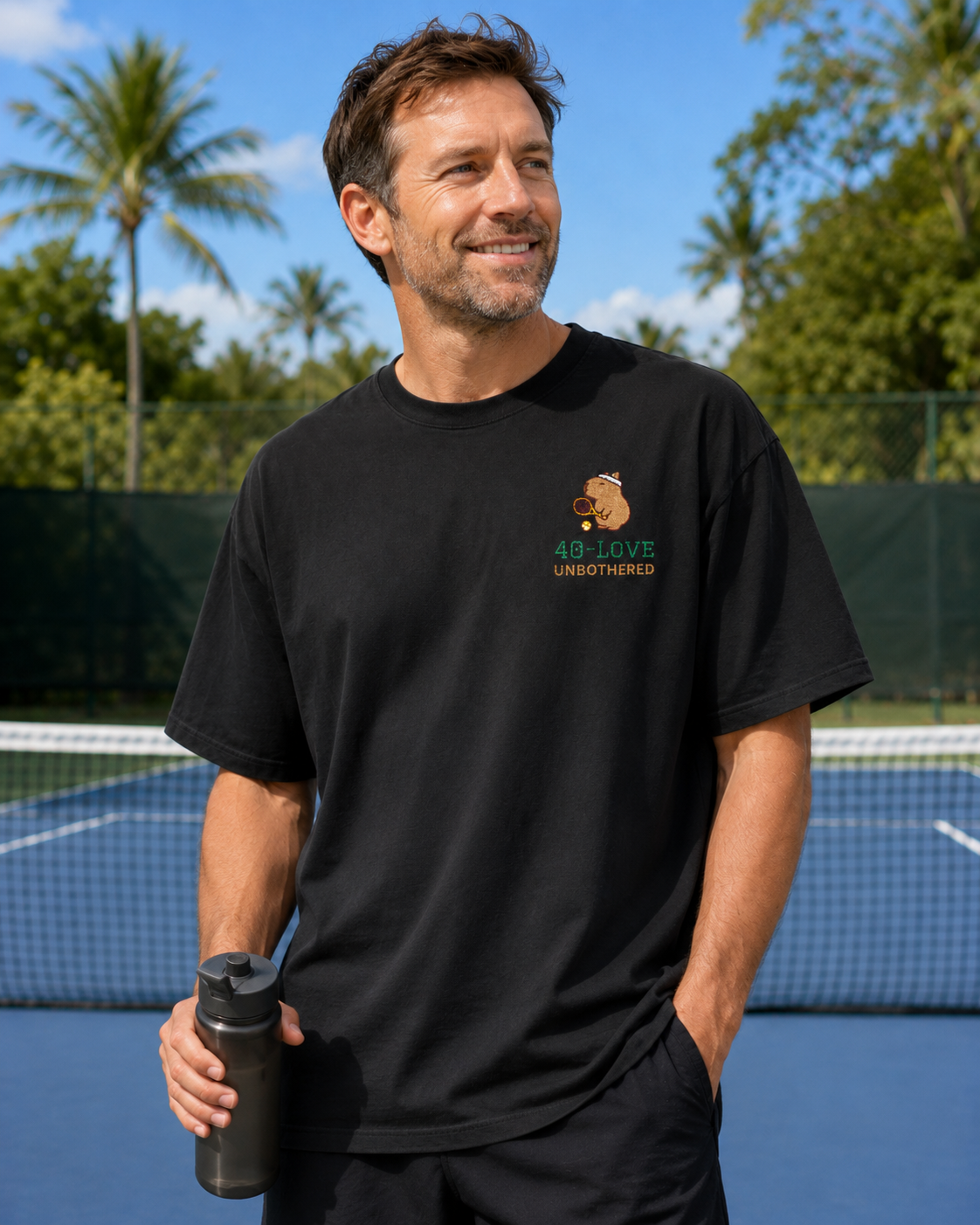 40-Love & Unbothered Capybara Tennis T-Shirt, Cute Tennis Gift Tee