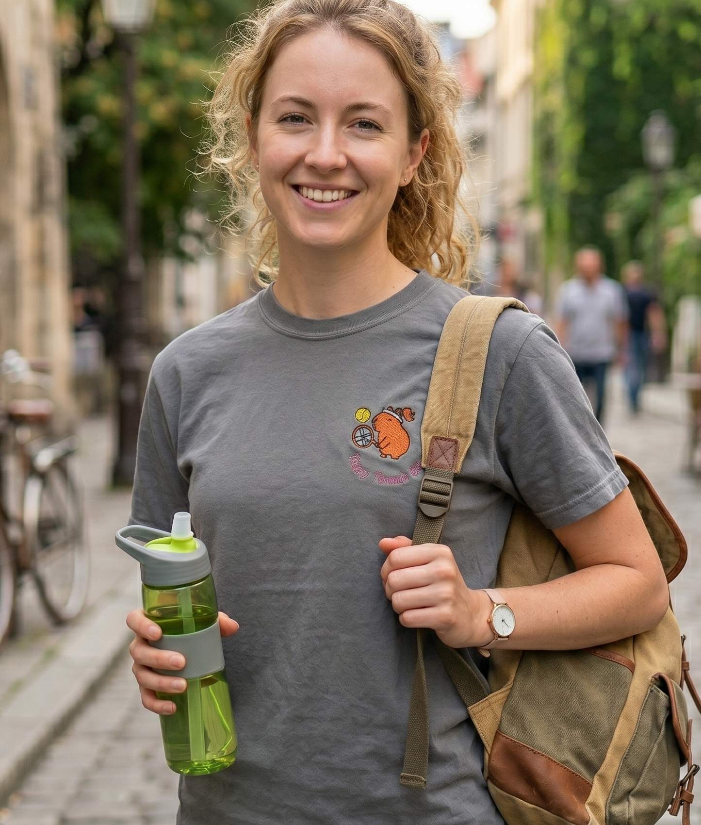 The "Capy Tennis Girl" Embroidery Capybara Tee