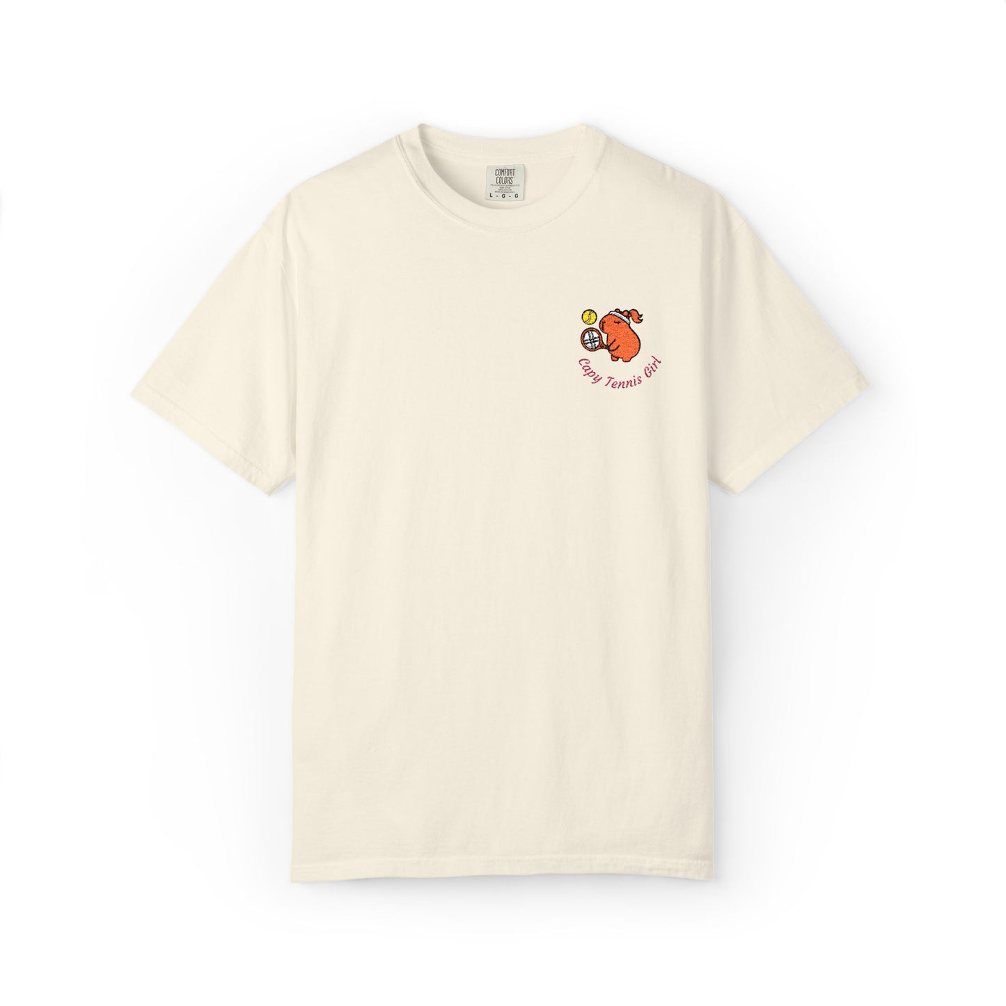 The "Capy Tennis Girl" Embroidery Capybara Tee