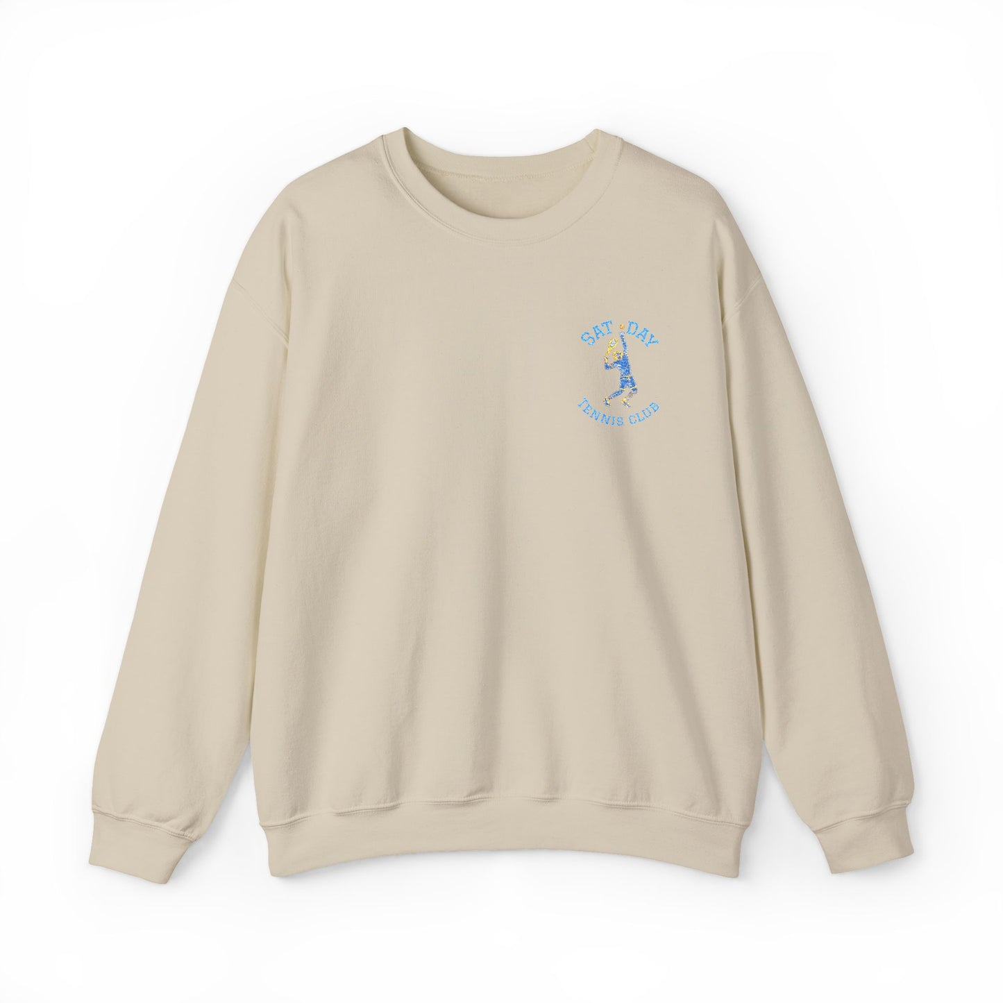 Men's Embroidered Vintage Tennis Sweatshirt | Retro Saturday Tennis Crewneck