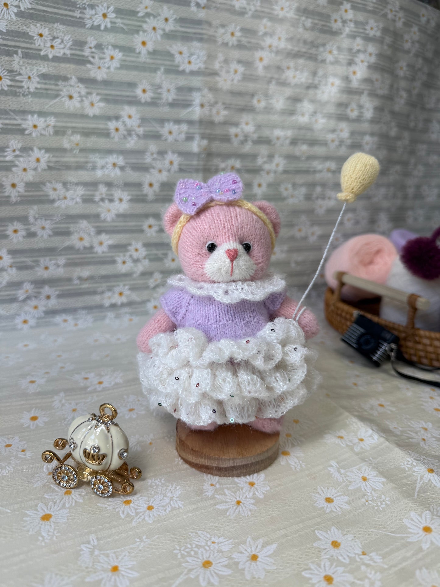Handmade Crochet Teddy Bear – Rosie the Pastel Bear | Soft Plush Girl Toy | Baby Shower Gift