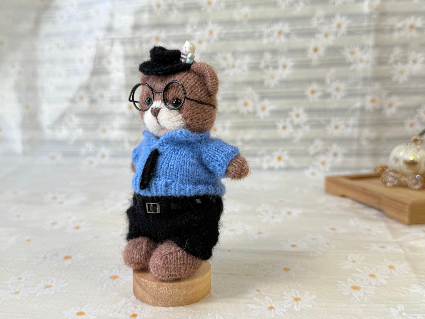 Handmade Crochet Teddy Bear – Freddie the Detective Bear | Brown Plush Toy