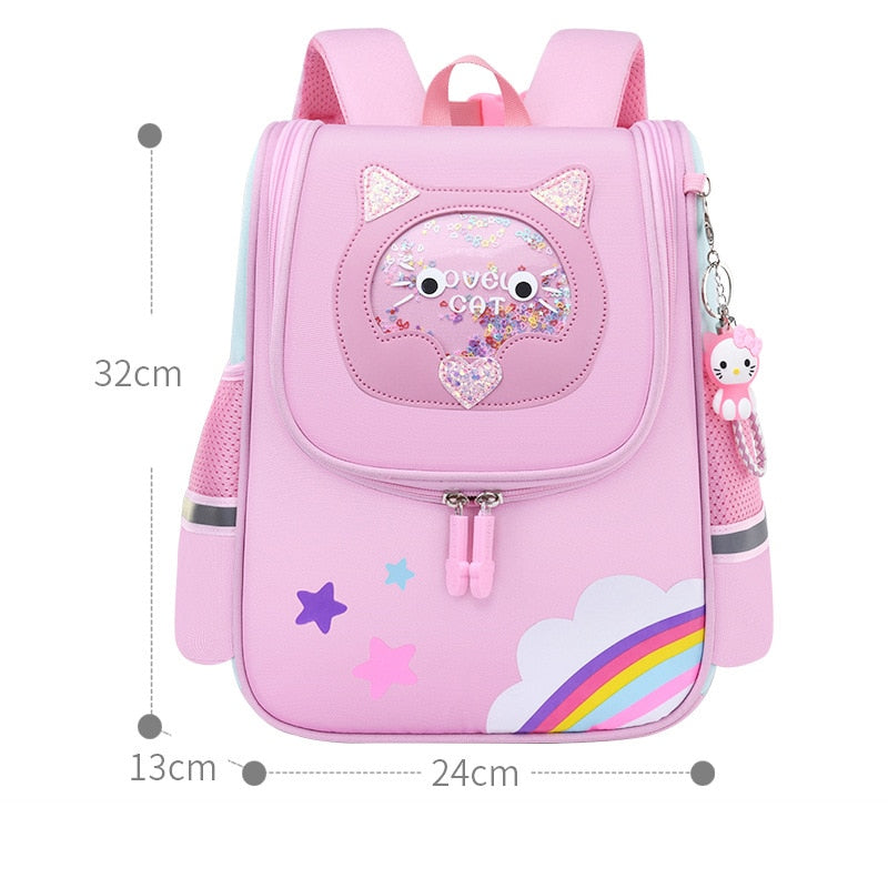 Pink Cat Kid's Schoolbag