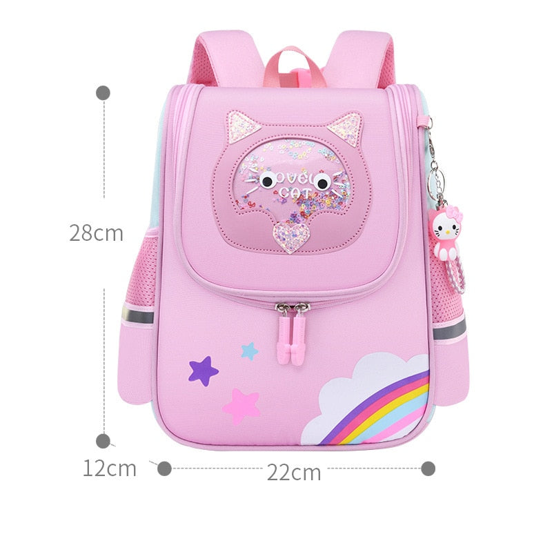 Pink Cat Kid's Schoolbag