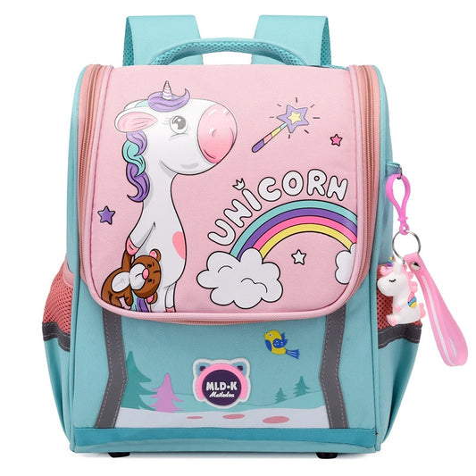 Pink-Turquoise Unicorn Rainbow Kids School Bag