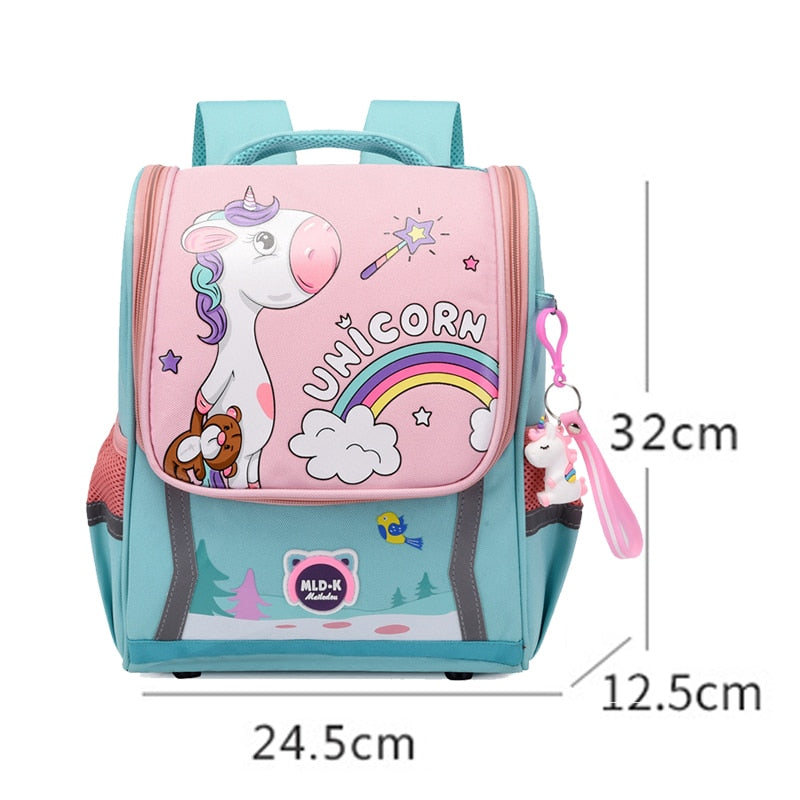 Pink-Turquoise Unicorn Rainbow Kids School Bag