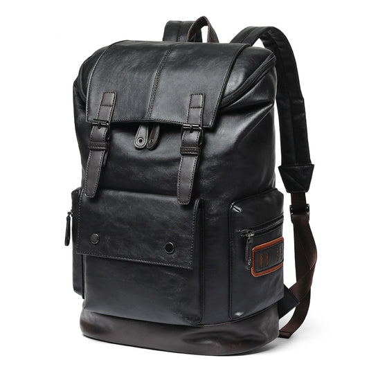 Black PU Leather Large Backpack